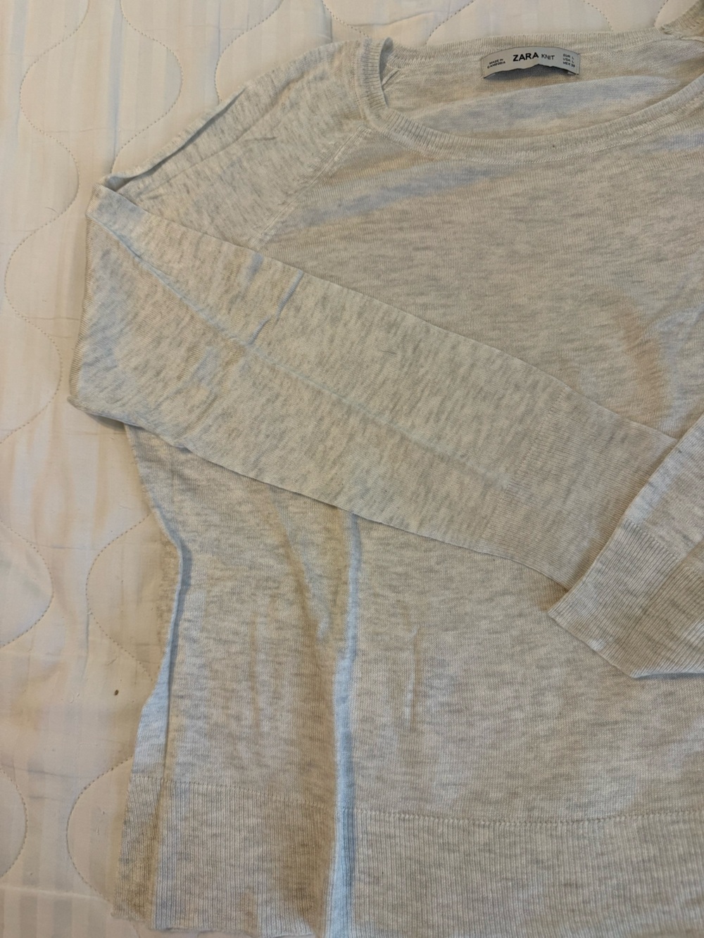 Zara Light Heather Gray V-Neck Sweater